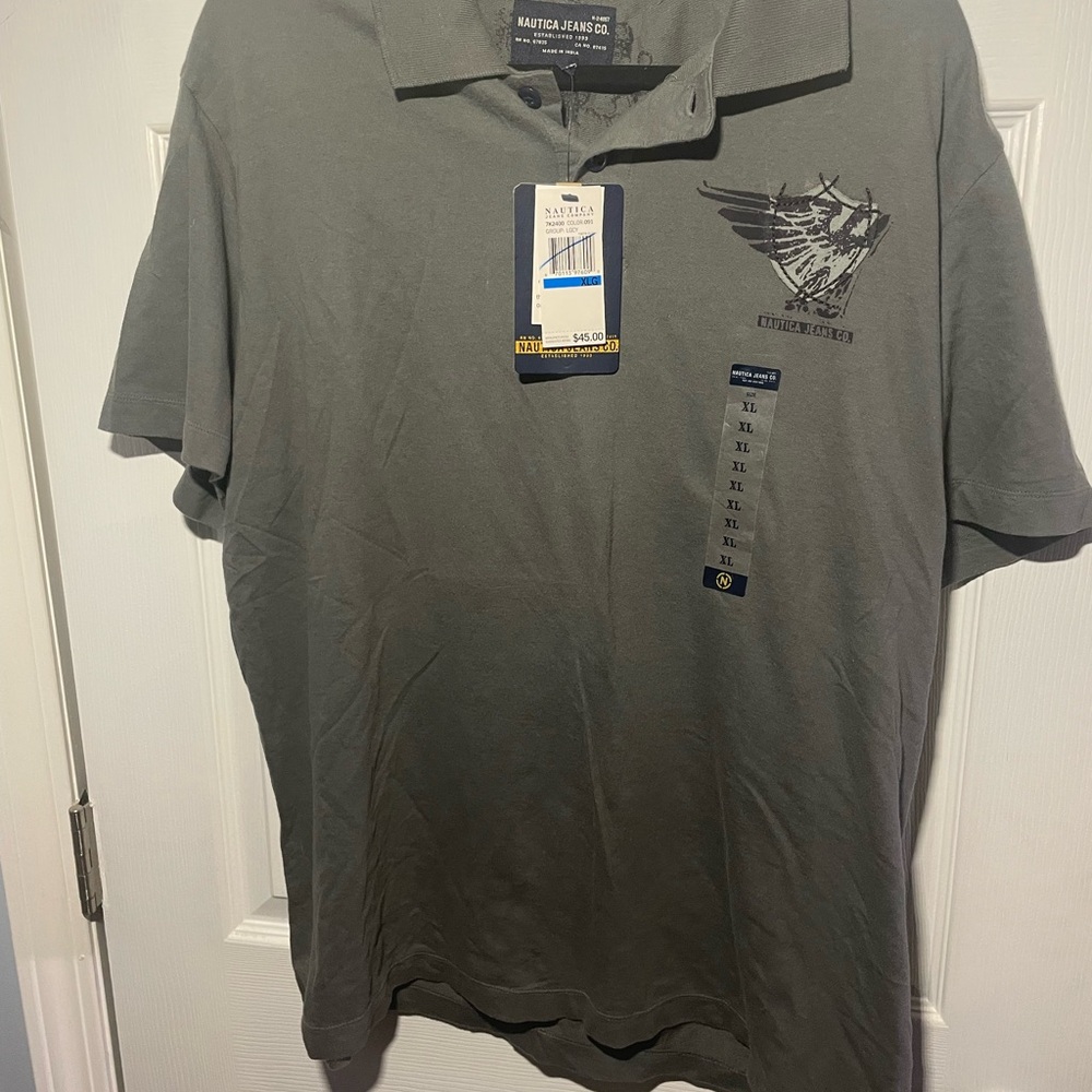 Nautica Gray Polo Shirt Soft Cotton Blend